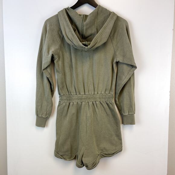 L*SPACE Womens XS Cotton Hoodie Romper Green Zip Up - Picture 5 of 8